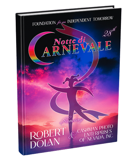 A book cover with a jester silhouette against a purple and orange sunset, titled "Notte di Carnevale."