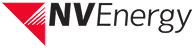 The "NVEnergy" logo features a red triangle with white diagonal lines on the left, followed by black text.